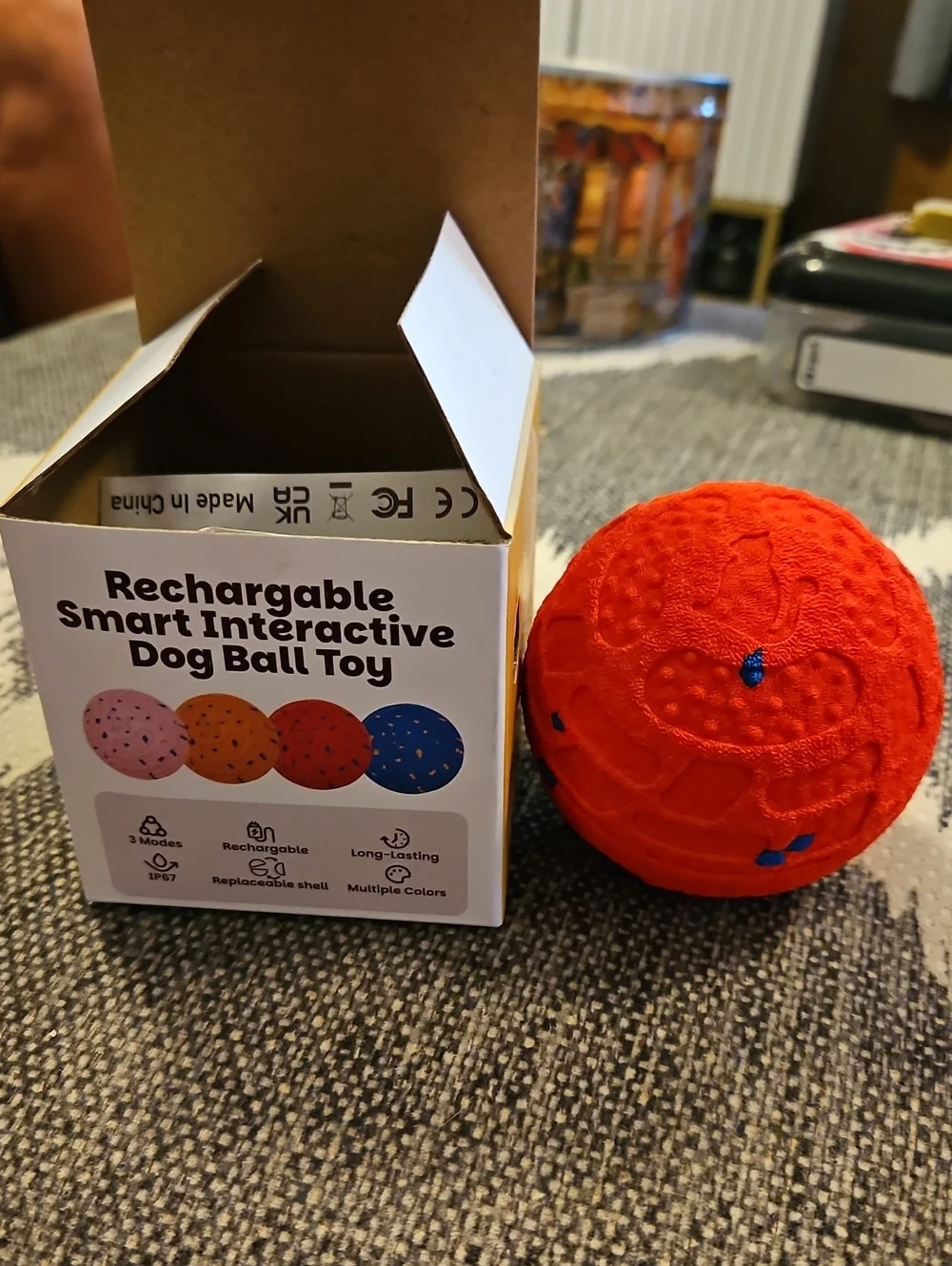 Rechargeable Smart Interactive Dog Ball Toy - Red